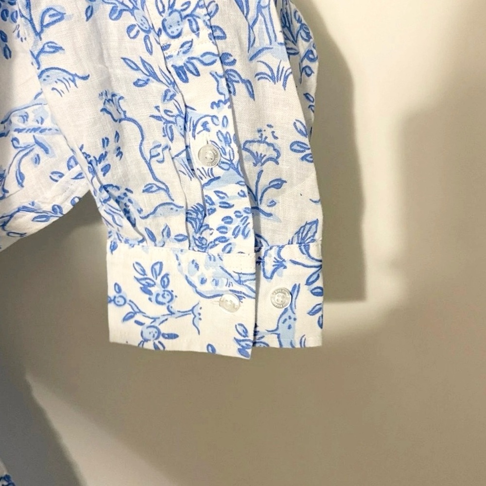 NWT Lilly pulitzer Men’s Addison shirt button down 100% Linen Resort white XL - Picture 4 of 9